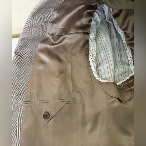VTG Ralph By Ralph Lauren 48R 100% Silk Herringbone Blazer Jacket Sports Coat - Picture 10 of 12